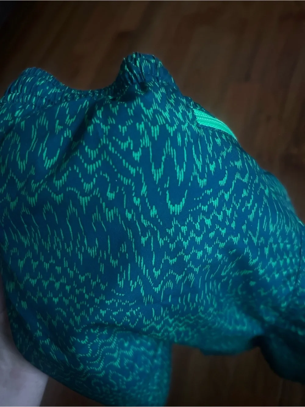 Nike Women's Teal and Green Patterned Athletic Shorts
